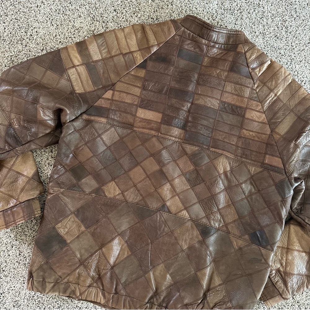 Vintage Brown Patchwork Bomber Jacket - image 7